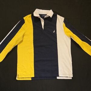 Nautica Colorblock Long Sleeve Rugby Polo, Sz. Medium, 90s Wear, Preppy